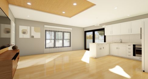 rendered image of SDA open plan living room